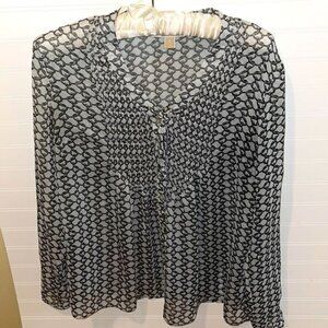 Michael Kors Sheer V Neck Printed Blouse Size Small